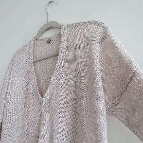 MARGARET O'LEARY 100% Linen Loose Fit Knit Sweater Neutral Tan Beachy - Size S - Picture 10 of 16